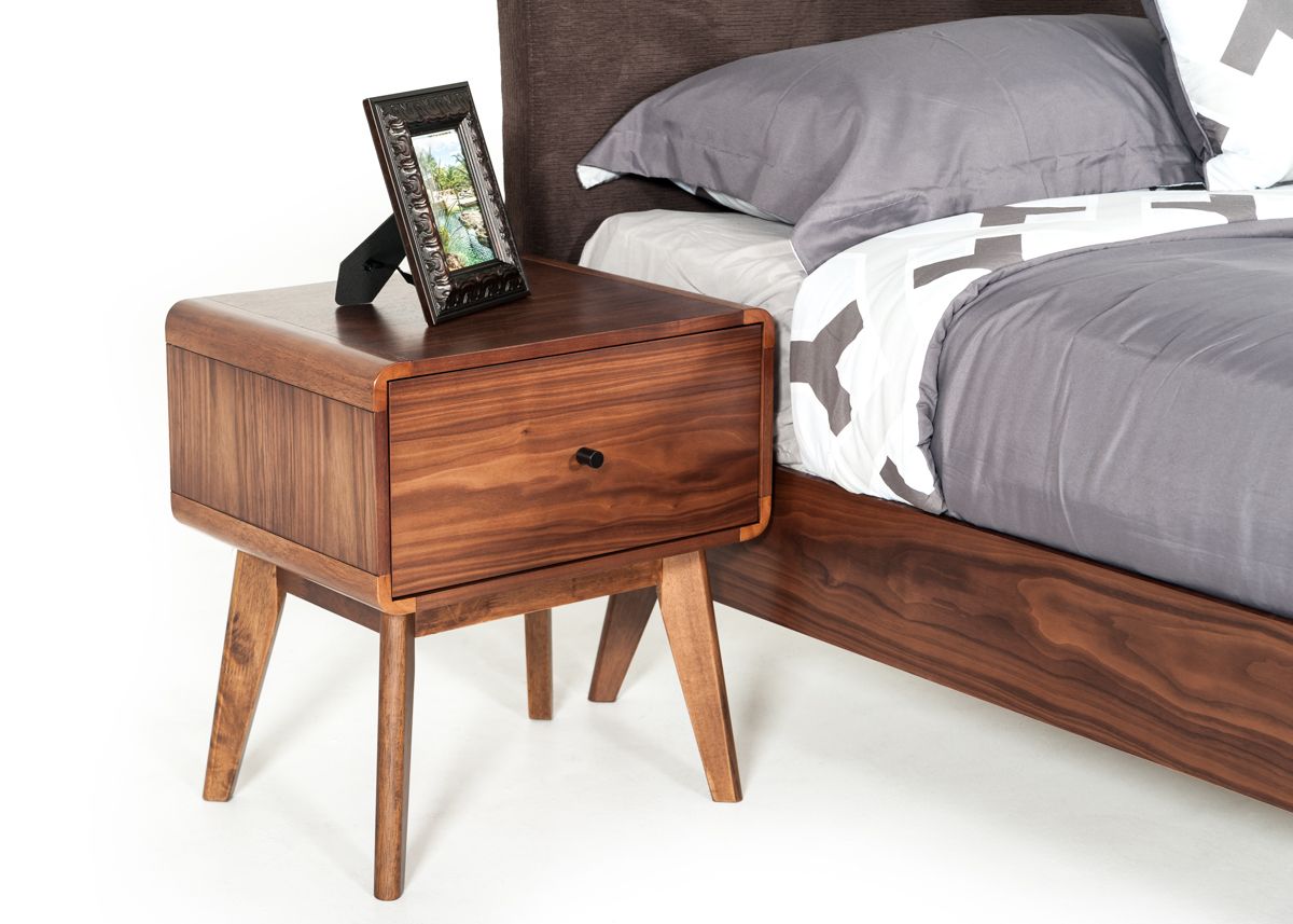 Modrest Marshall Mid-Century Modern Walnut Nightstand