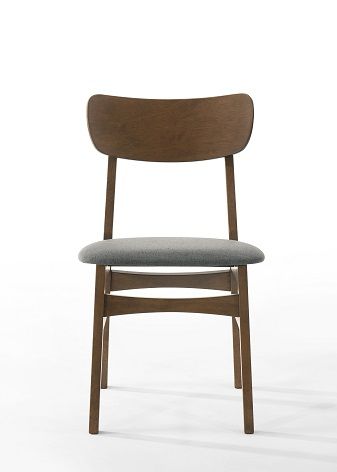 Modrest Castillo - Modern Walnut and Grey Side Dining Chair (Set of 2)