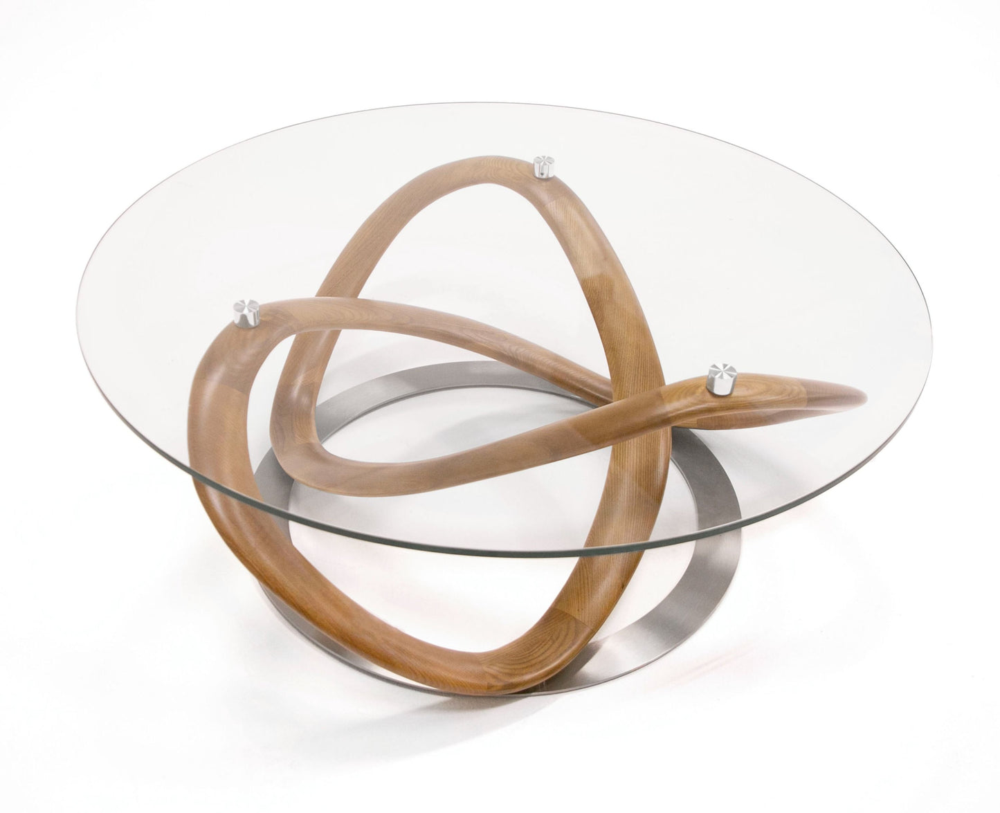 Modrest Michele - Modern Glass + Walnut Coffee Table