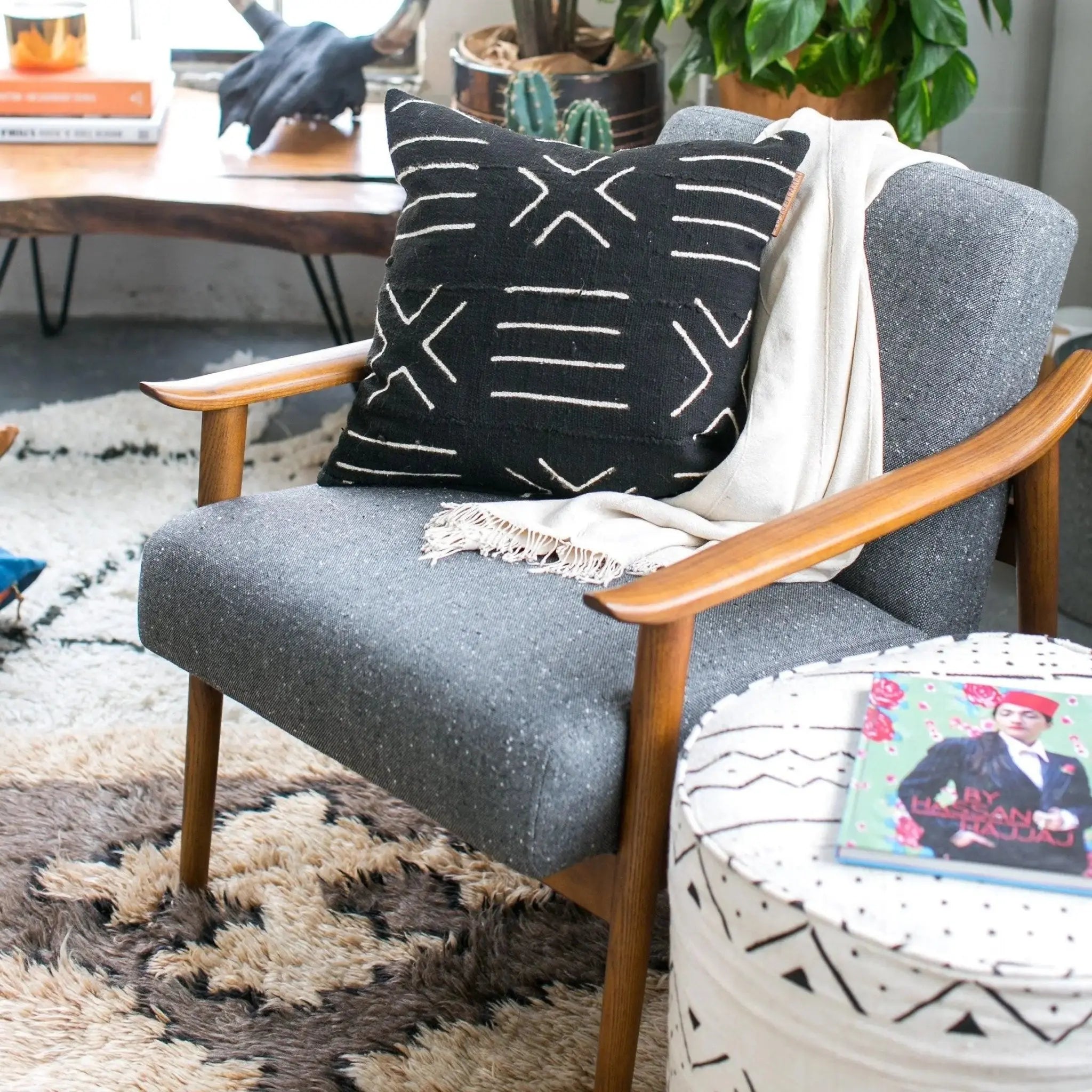 Modern Boho | Black Mudcloth Pillow