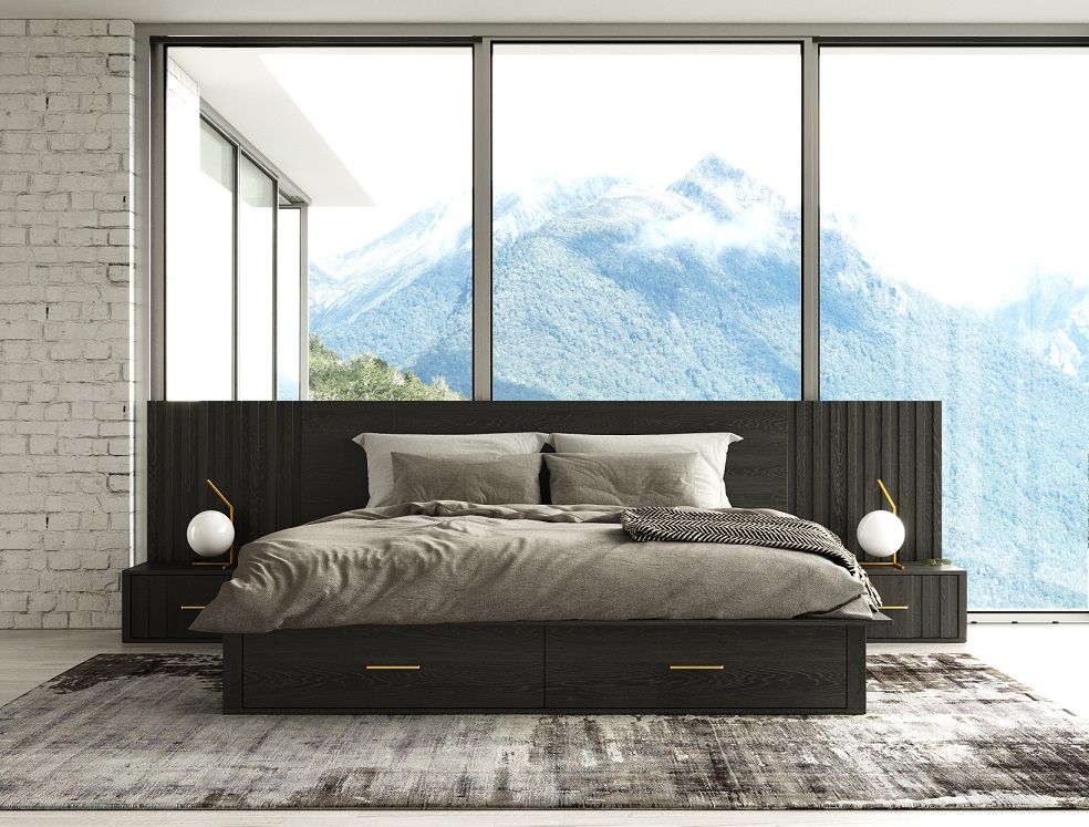 Modrest Manchester- Contemporary Platform Dark Grey Q Bed