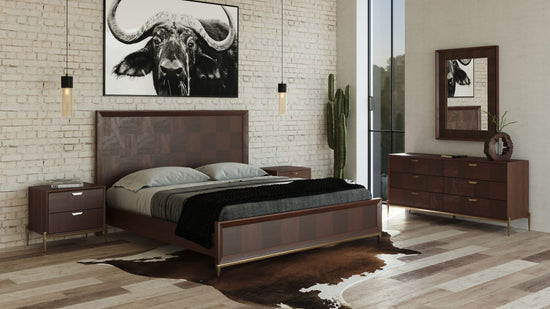 Modrest Shane - Queen Modern Acacia & Brass Bed