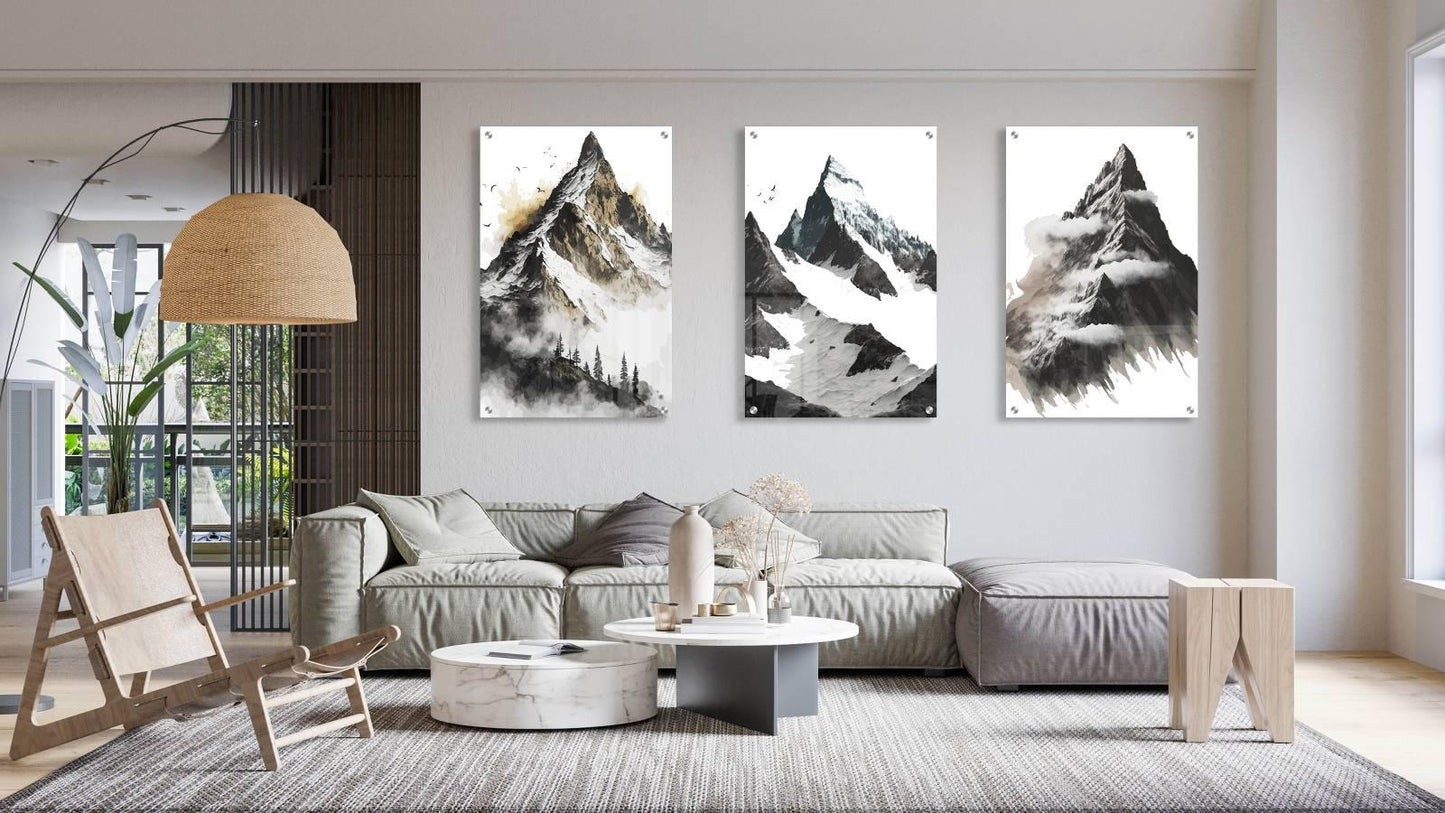 Mountains Pattern Set of 3 Prints Modern Wall Art Modern Artwork