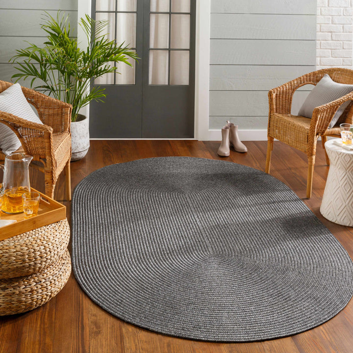 Braided Faux Jute Rug, Black