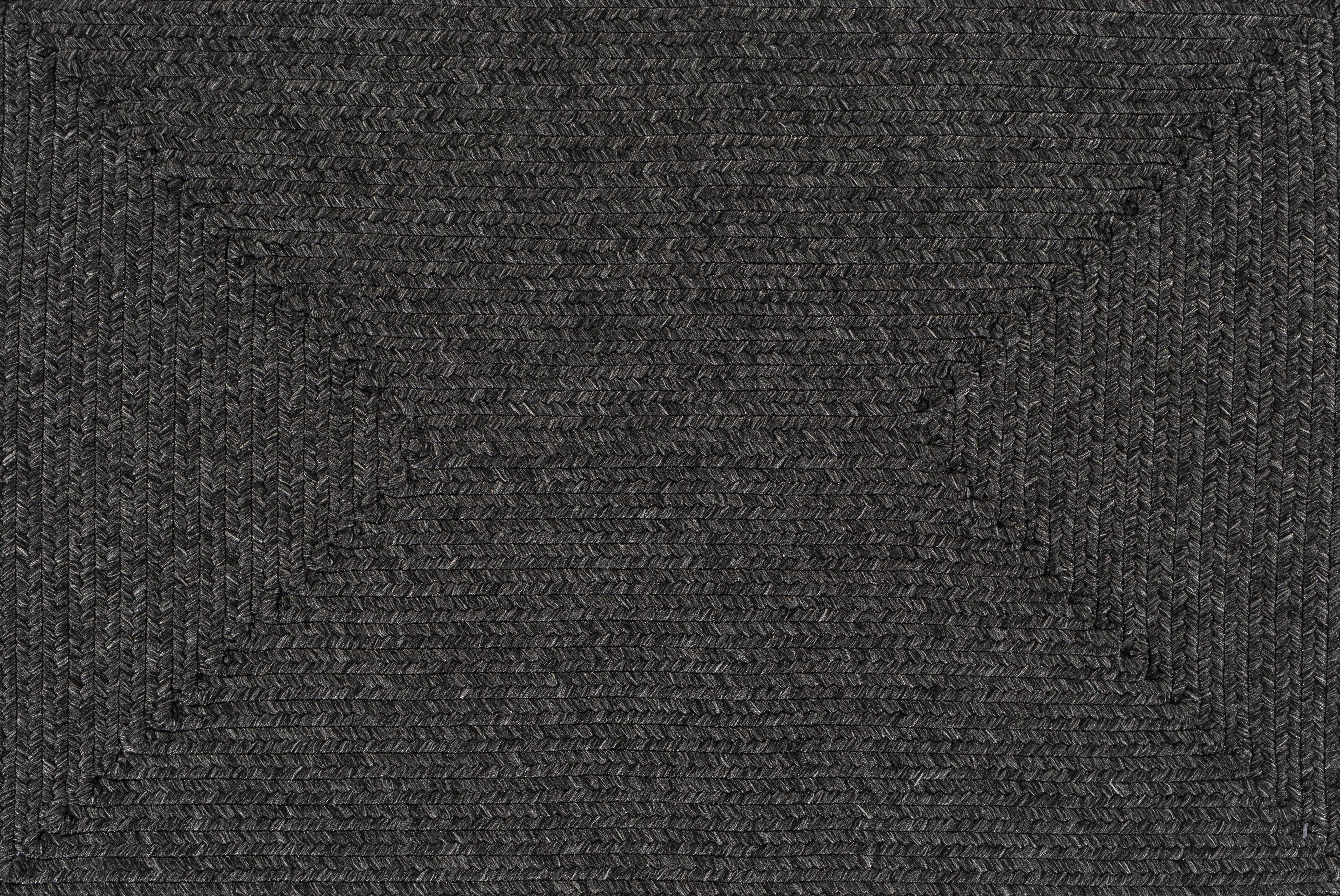 Braided Faux Jute Rug, Black