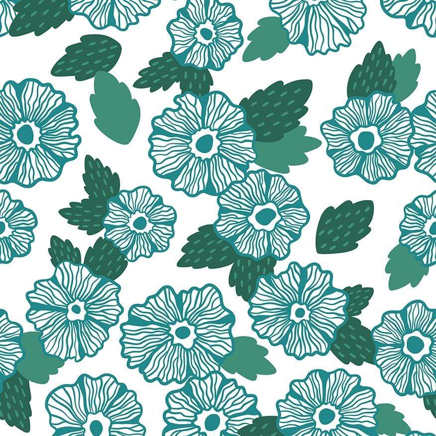 Teal Floral Mural