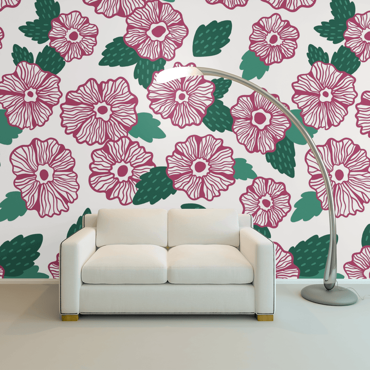 Magenta Floral Mural