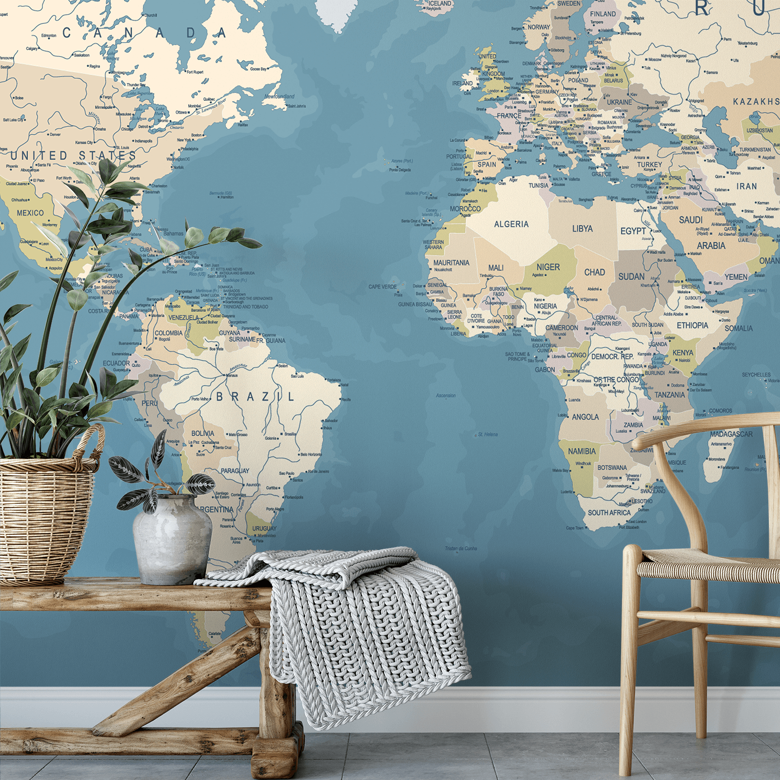 World Map Mural