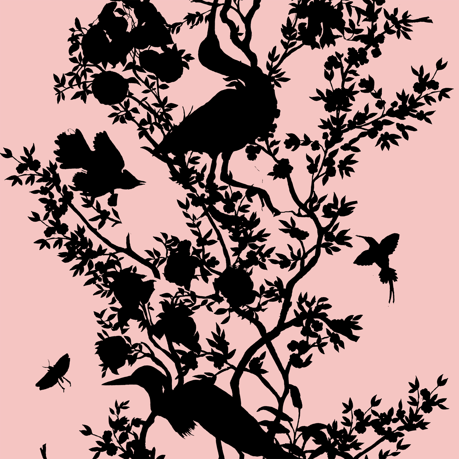 Silhouette Bird and Branch in Blush