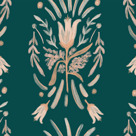 Teal Damask