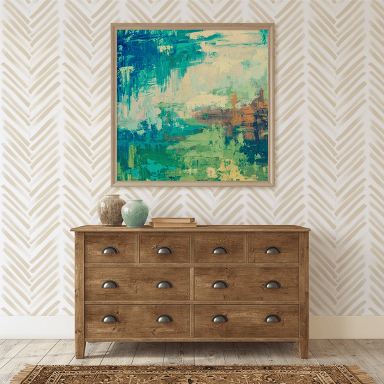 Warm Herringbone Brushstrokes