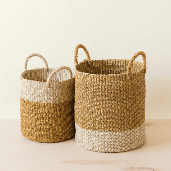 Mustard Baskets with Handles, Set of 2