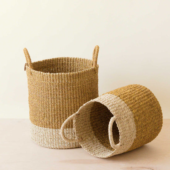 Mustard Baskets with Handles, Set of 2