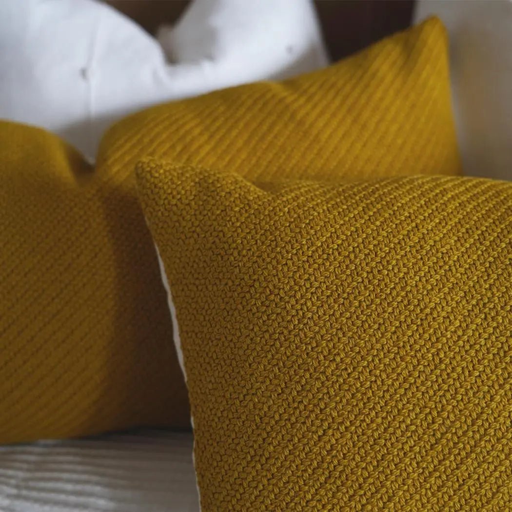 Mustard Yellow Textured Throw Pillow