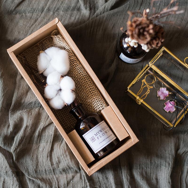 Natural Dried Flower Branches in Glass Bottle