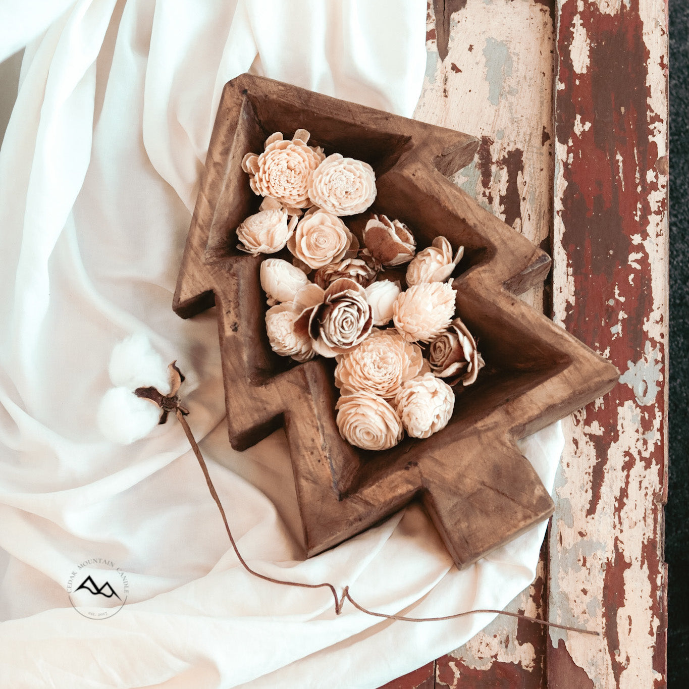 Natural Wood Tree Dough Bowl Candle - Choose Your Scent