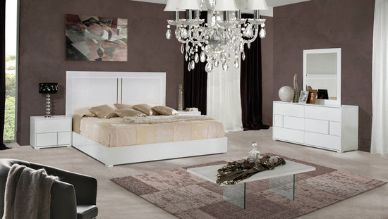 Modrest Nicla Italian Modern White Bed, Eastern King