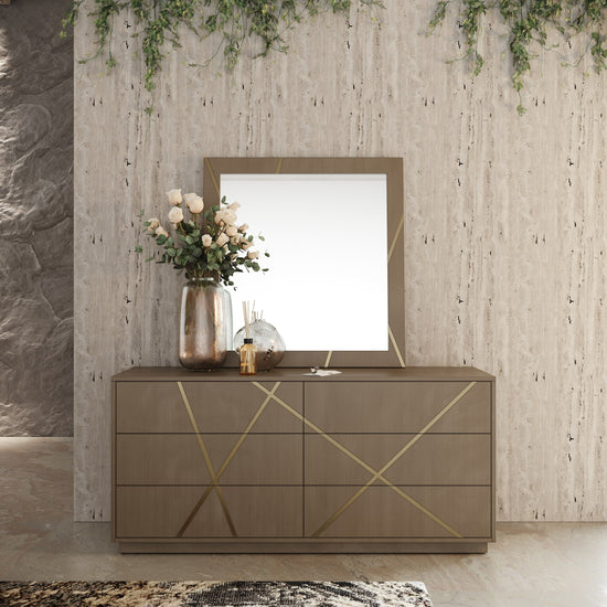 Modrest Nixa - Modern Birch + Brushed Bronze Mirror