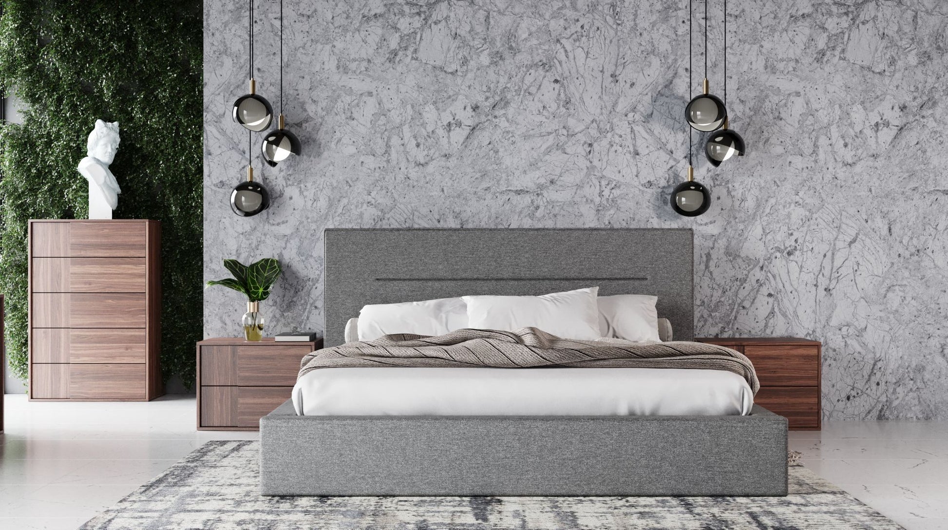 Nova Domus Juliana - Queen Italian Modern Grey Upholstered Bed