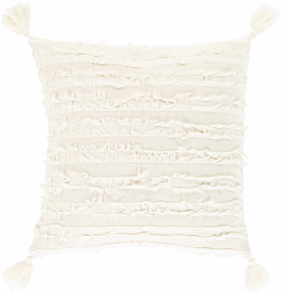 Odon Textured Tassel Square Pillow, Ivory