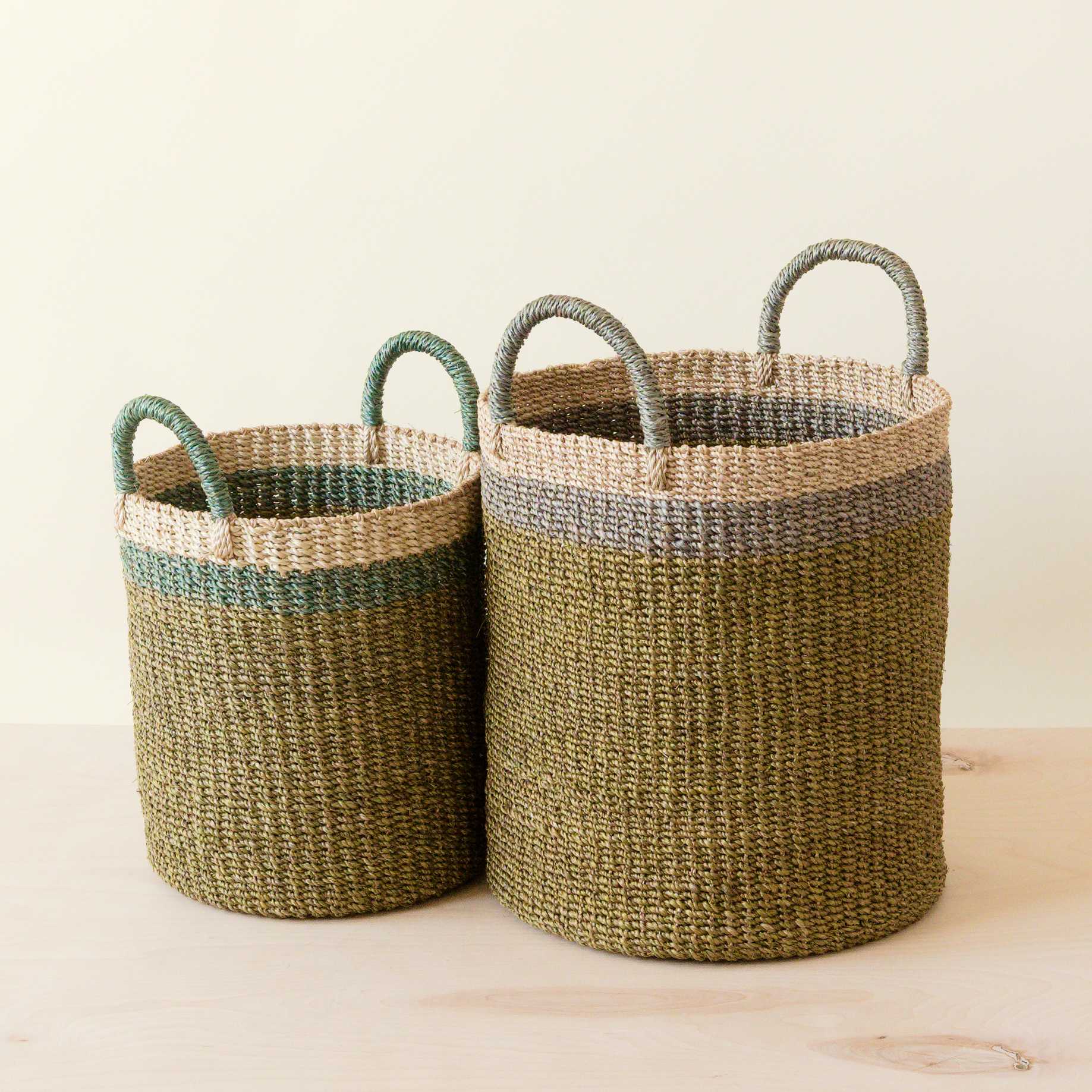 Olive Baskets with Handles, Set of 2