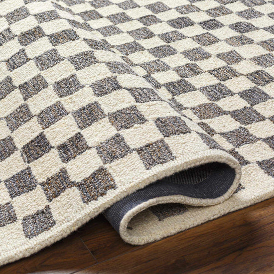 Halen Checkered Wool Blend Rug, Taupe