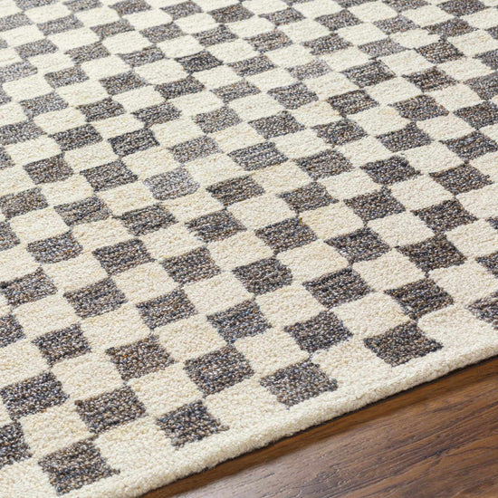 Halen Checkered Wool Blend Rug, Taupe