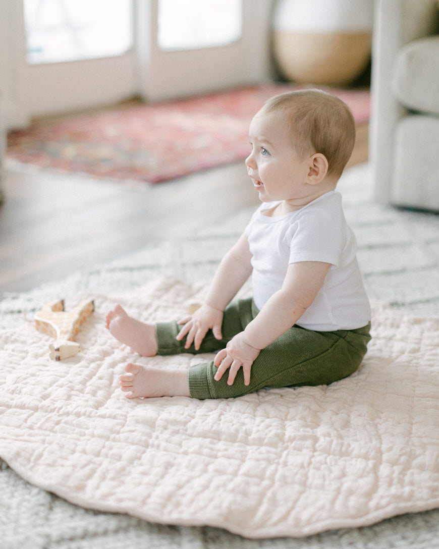 Stone Washed Linen Quilted Play Mat