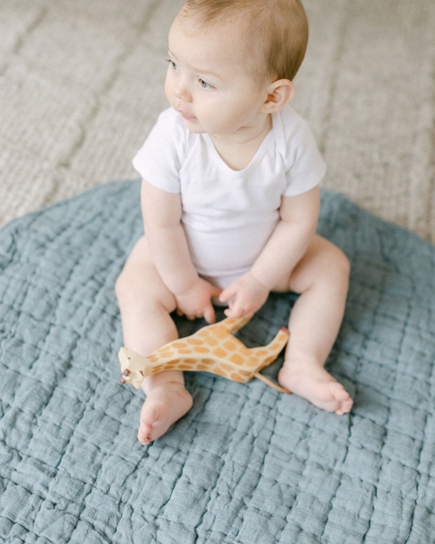 Stone Washed Linen Quilted Play Mat