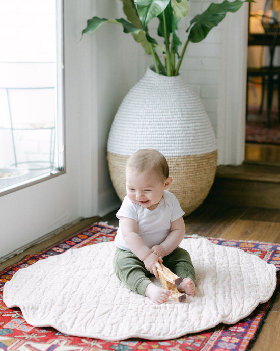 Stone Washed Linen Quilted Play Mat