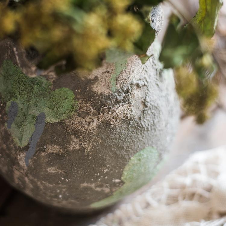 Pompeii Cement Floral Jar