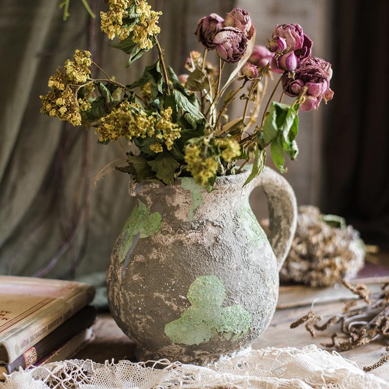 Pompeii Cement Floral Jar