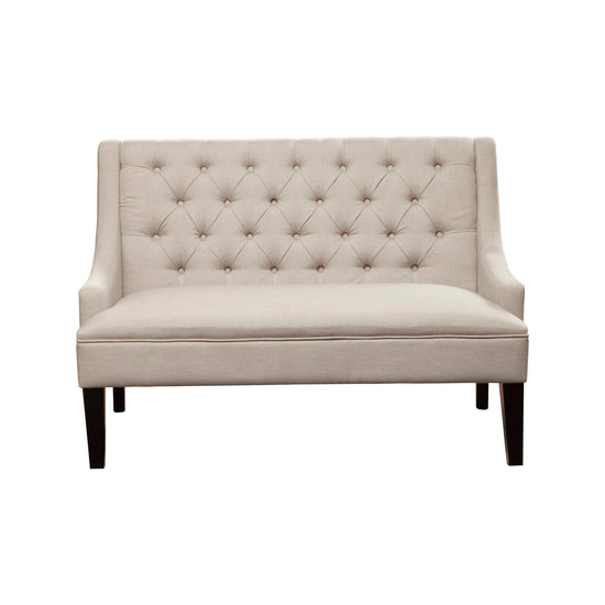 Posh Upholstered Bench, Light Grey/Brown