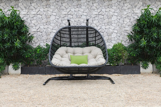 Renava San Juan Outdoor Black & Beige Hanging Chair