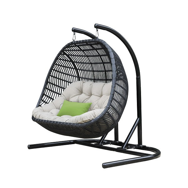 Renava San Juan Outdoor Black & Beige Hanging Chair