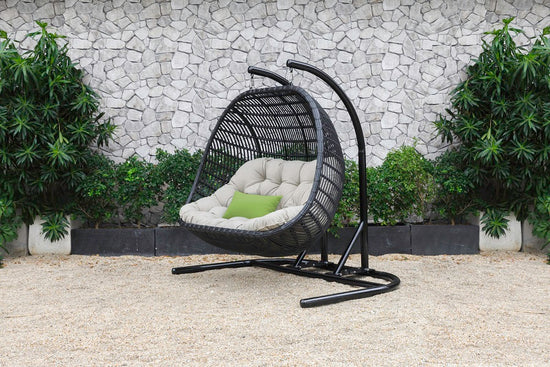 Renava San Juan Outdoor Black & Beige Hanging Chair