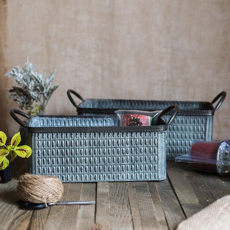 Rectangular Iron Planter with Handles