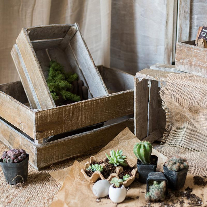 Rectangular Solid Wood Crates