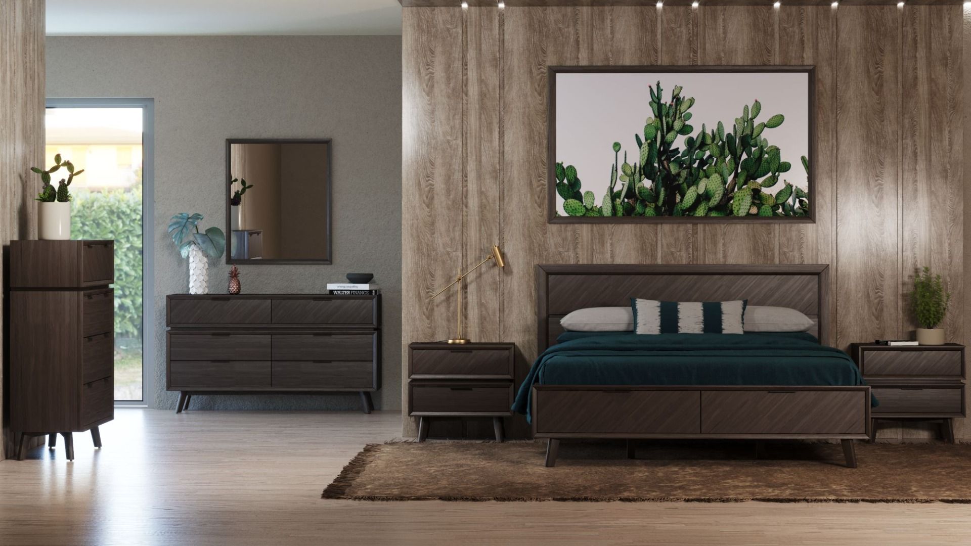 Modrest Roger - Eastern King Mid-century Acacia Bed