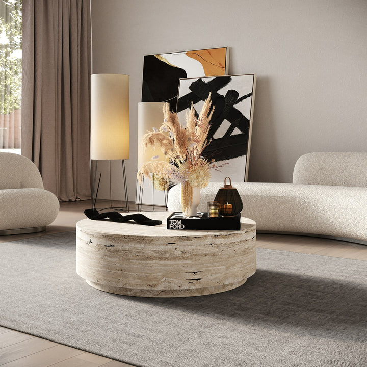 Nova Domus Roma - Modern Travertine Round Coffee Table