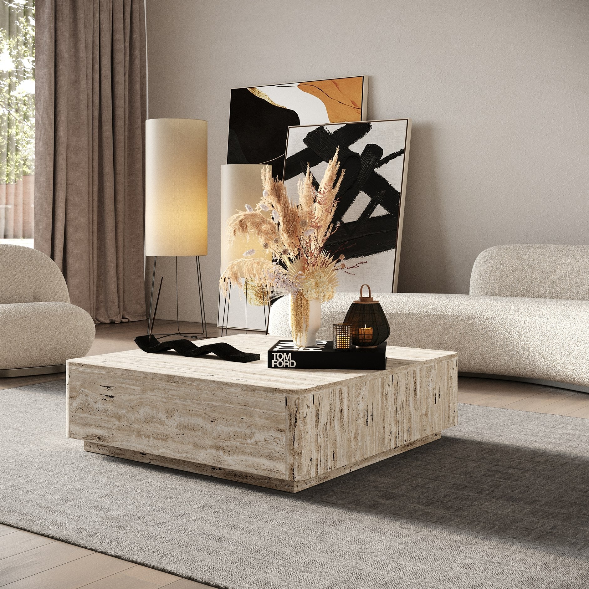 Nova Domus Roma - Modern Travertine Square Coffee Table