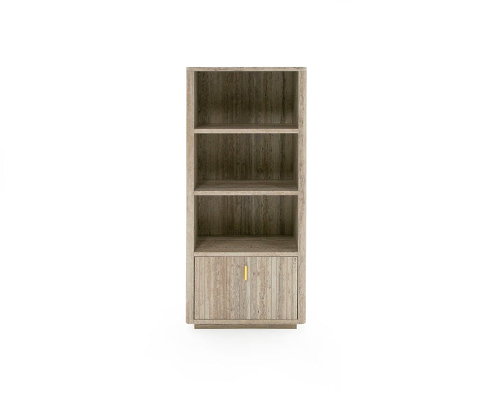 Nova Domus Roma - Modern Travertine + Gold Bookcase