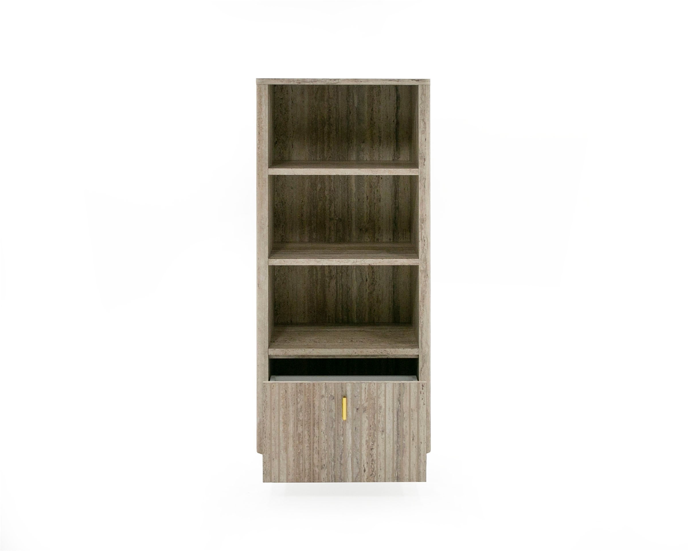 Nova Domus Roma - Modern Travertine + Gold Bookcase