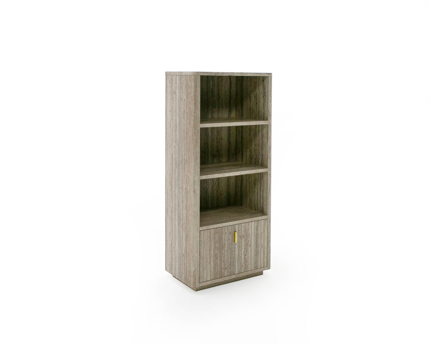 Nova Domus Roma - Modern Travertine + Gold Bookcase