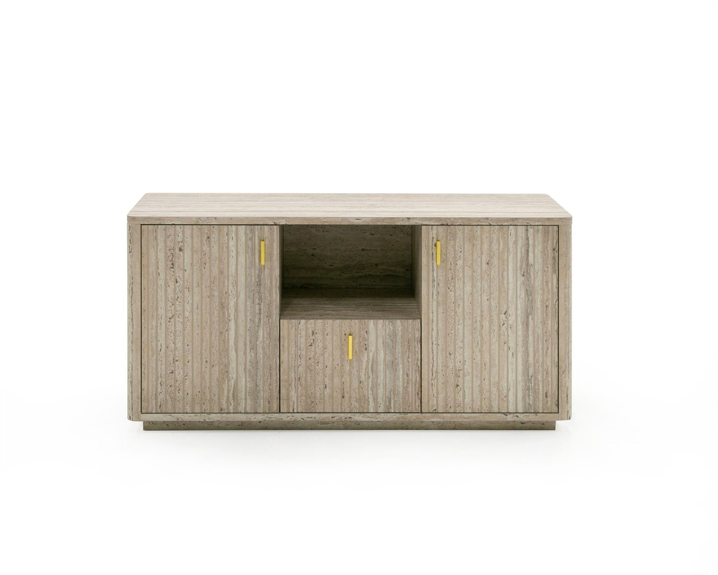 Nova Domus Roma - Modern Travertine + Gold File Cabinet