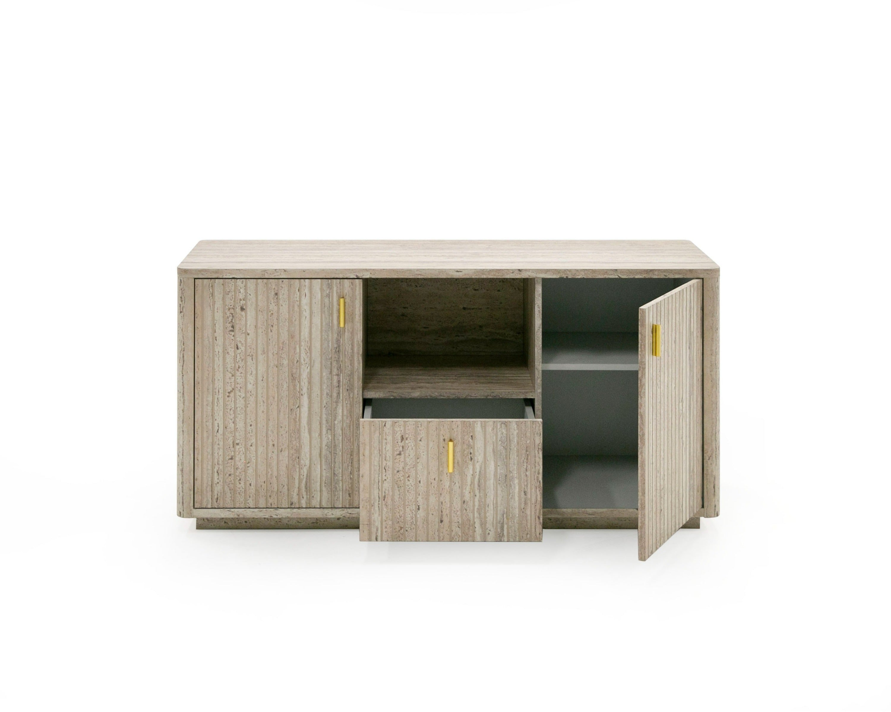 Nova Domus Roma - Modern Travertine + Gold File Cabinet