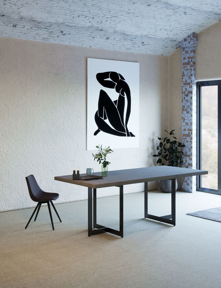 Modrest Sharon Modern Concrete & Black Metal Dining Table