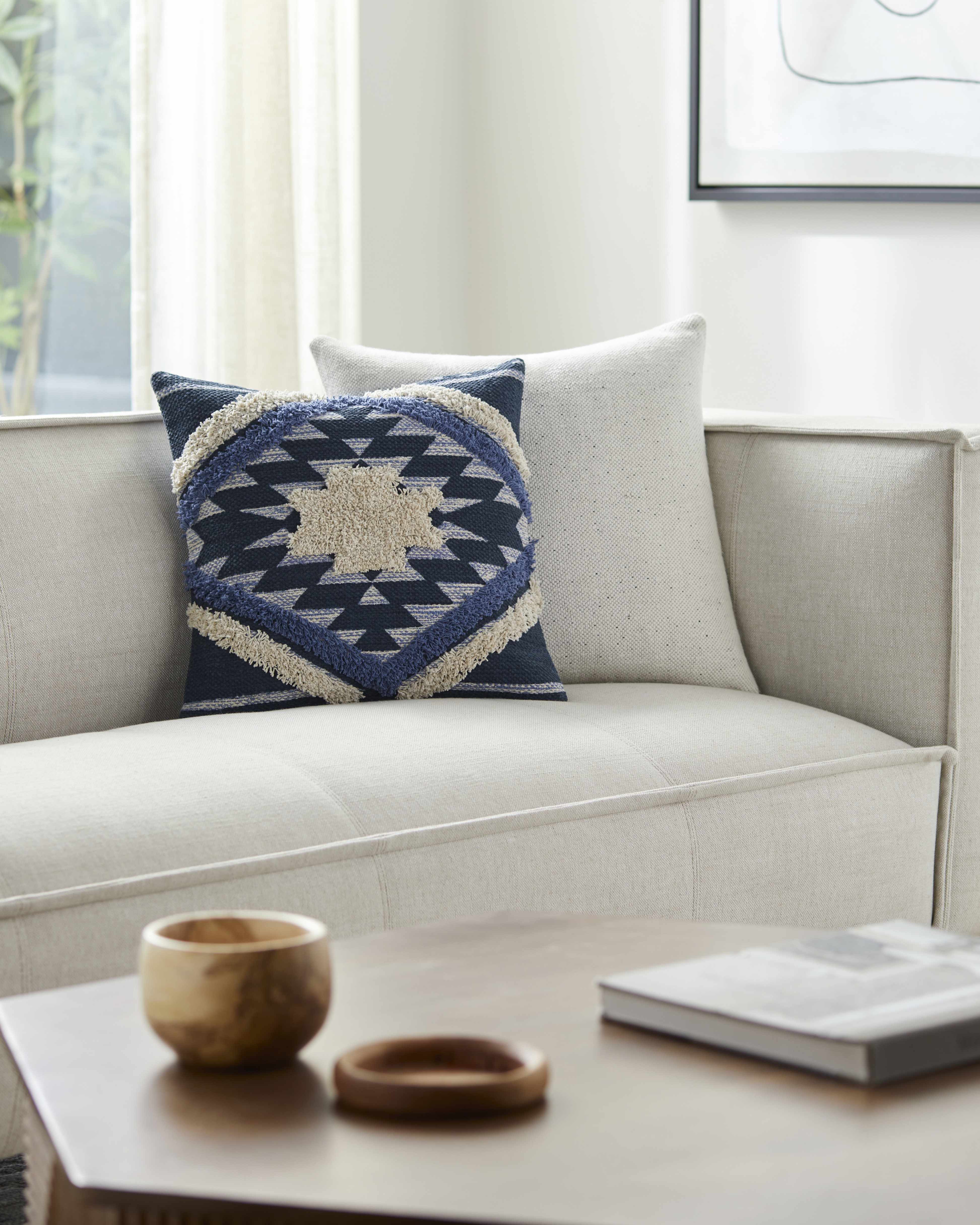 Shepardsville Kilim Geometric Throw Pillow, Navy