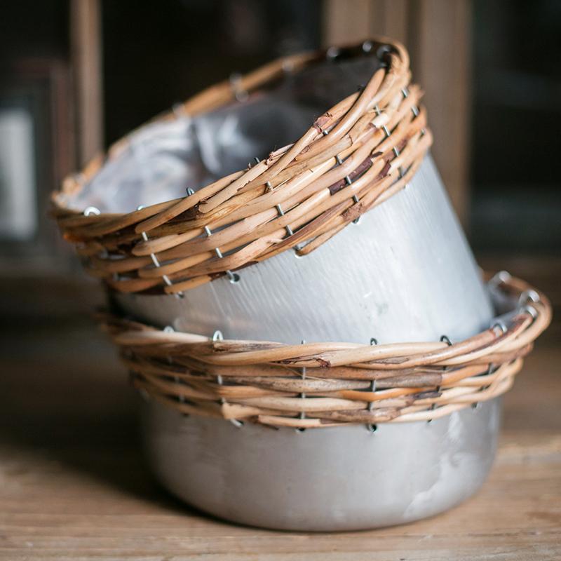 Silver Metal Willow Mixed Zakka Planter