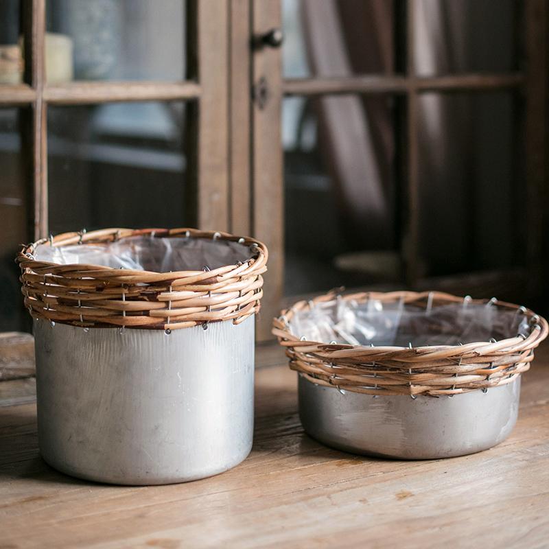 Silver Metal Willow Mixed Zakka Planter